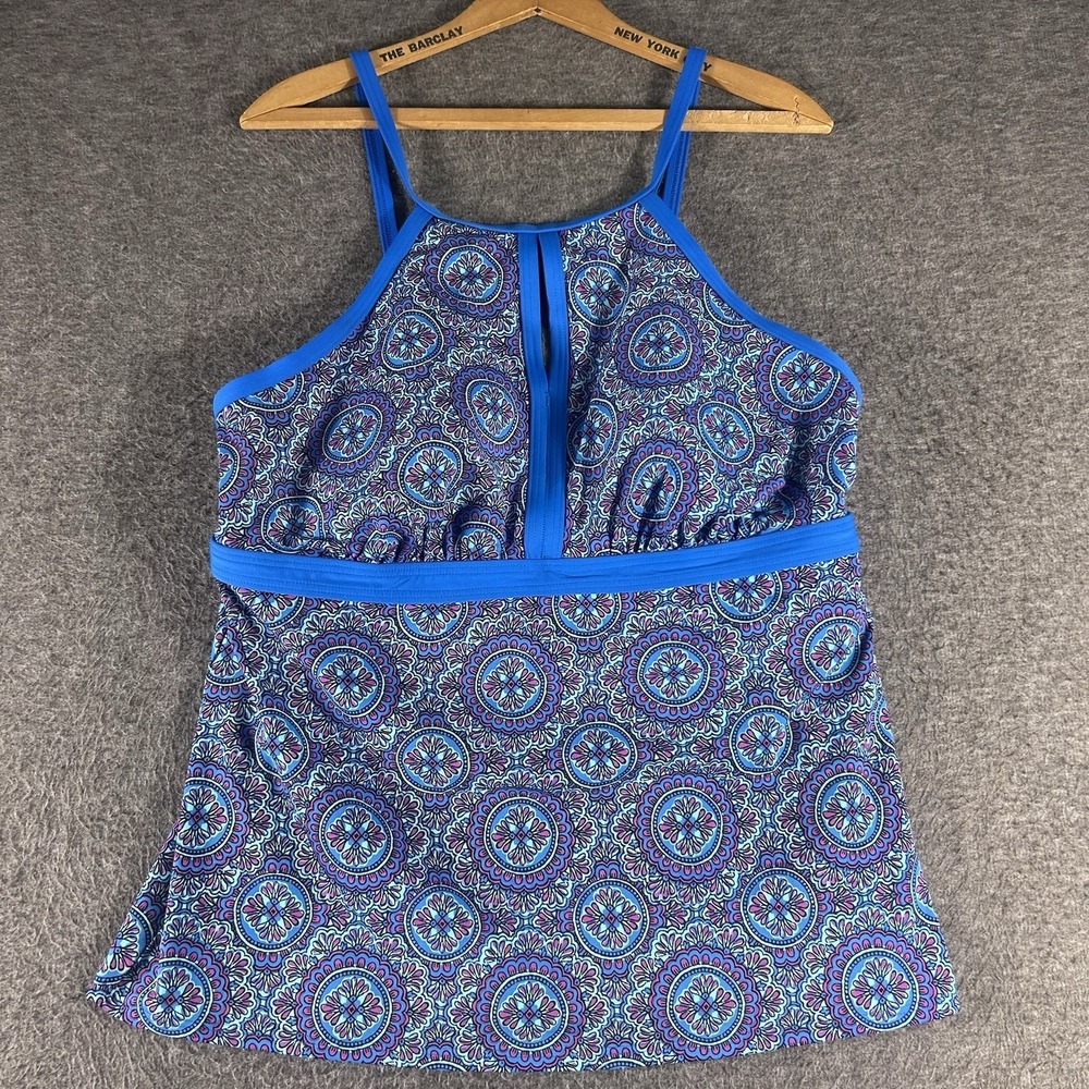 Lands End Size 16 Women Multicolor Wireless Swimming Tankini Top Beach Vacation